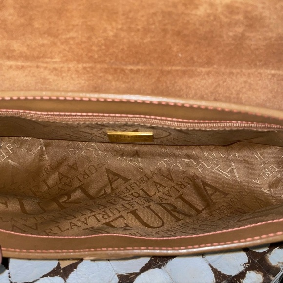 Furla Brown Leather Small Shoulder Bag Gold Hardware Classic Italian Y2K - Picture 10 of 12